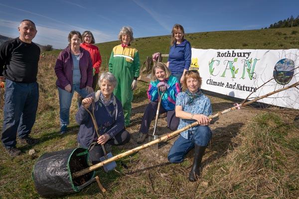 A group of people in the tree warden volutneer programme and the Rothbury Climate and Nature group.