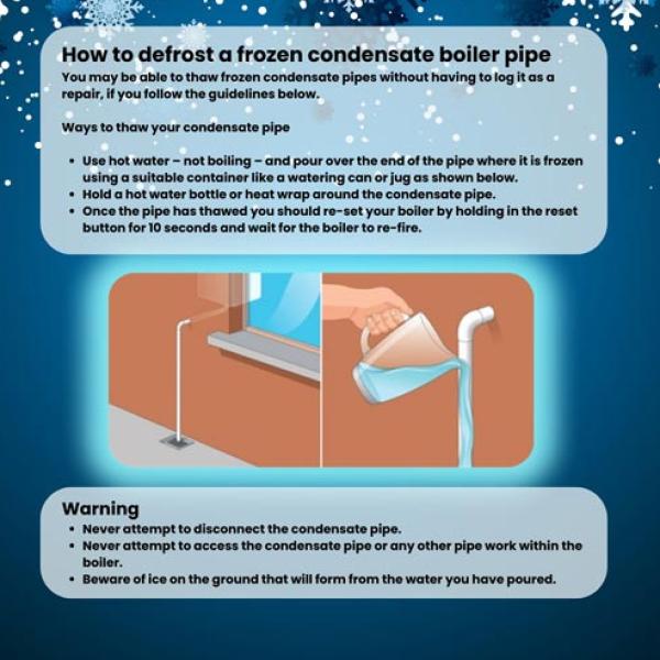 cartoon warming outside water pipes.